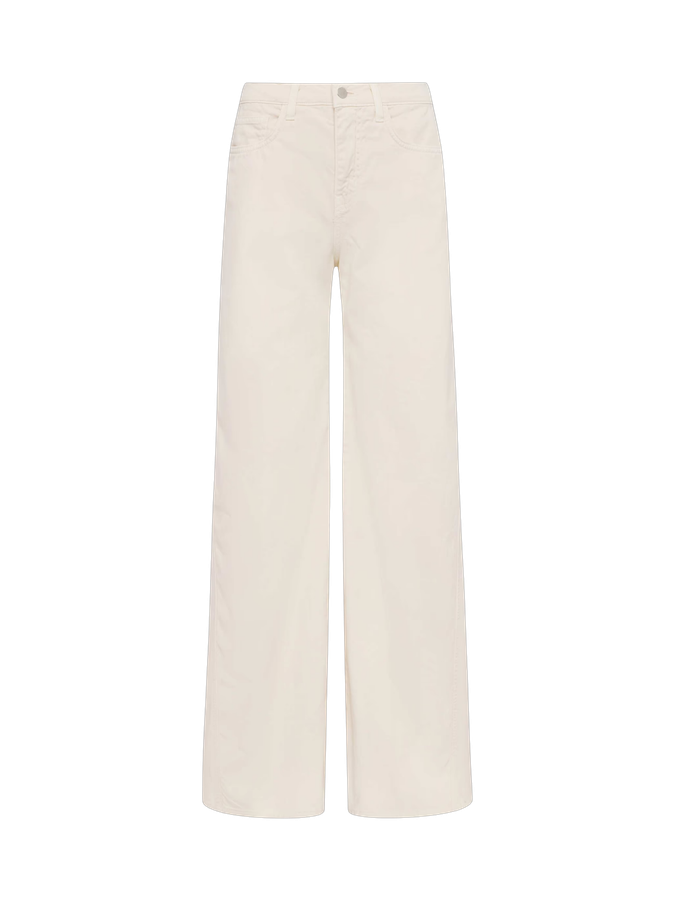 Wide-leg cream jeans